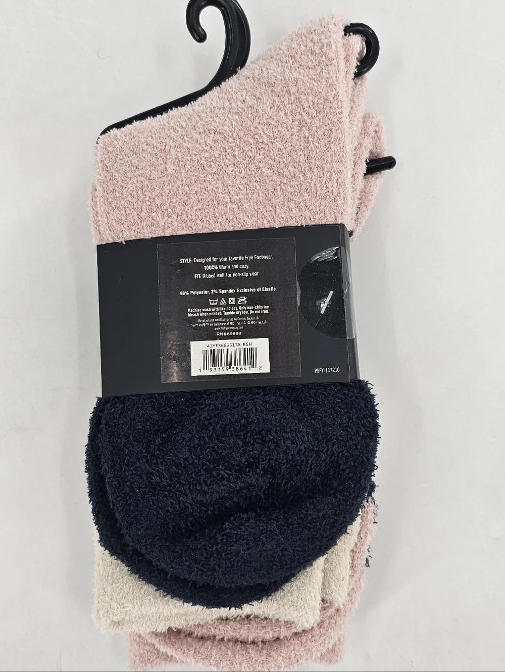 FRYE FUZZY BOOT SOCKS 2-PAIRS SHOE SIZE 5-10  NWT PINK BLACK